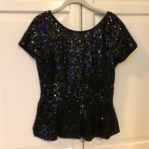 Black sequin peplum top